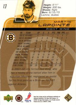 2002-03 Upper Deck - UD Exclusives #13 Martin Lapointe Back