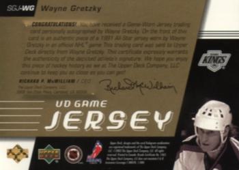 2002-03 Upper Deck - UD Game Jersey Autographs #SGJ-WG Wayne Gretzky Back
