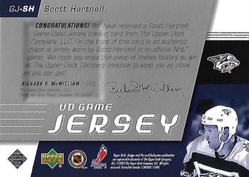 2002-03 Upper Deck - UD Game Jersey #GJ-SH Scott Hartnell Back