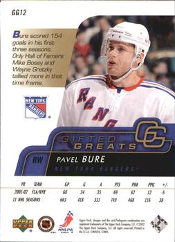 2002-03 Upper Deck - Gifted Greats #GG12 Pavel Bure Back