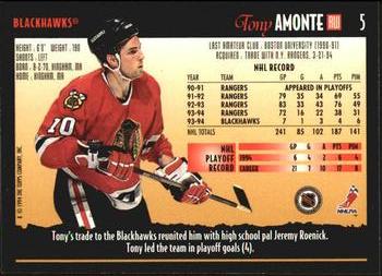 1994-95 Topps Premier #5 Tony Amonte Back