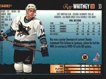 1994-95 Topps Premier #33 Ray Whitney Back