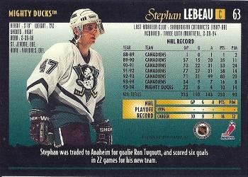 1994-95 Topps Premier #63 Stephan Lebeau Back