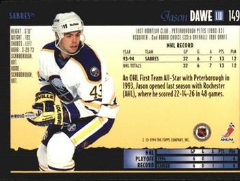 1994-95 Topps Premier #149 Jason Dawe Back