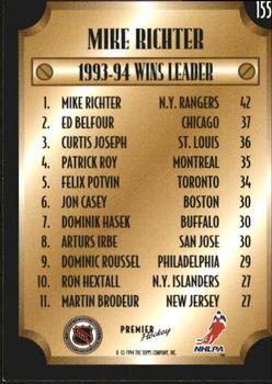 1994-95 Topps Premier #155 Mike Richter Back