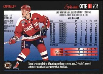 1994-95 Topps Premier #208 Sylvain Cote Back