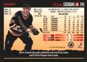 1994-95 Topps Premier #290 Kevin Stevens Back