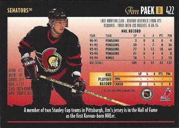 1994-95 Topps Premier #422 Jim Paek Back