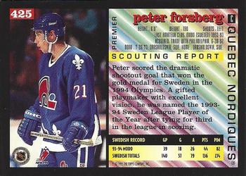 1994-95 Topps Premier #425 Peter Forsberg Back
