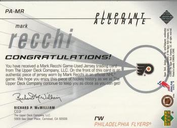 2002-03 Upper Deck - Pinpoint Accuracy #PA-MR Mark Recchi Back