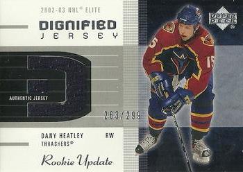 2002-03 Upper Deck Rookie Update - Dignified Jerseys #D-DH Dany Heatley Front