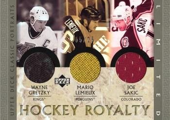 2002-03 Upper Deck Classic Portraits - Hockey Royalty Limited #GLS Wayne Gretzky / Mario Lemieux / Joe Sakic Front