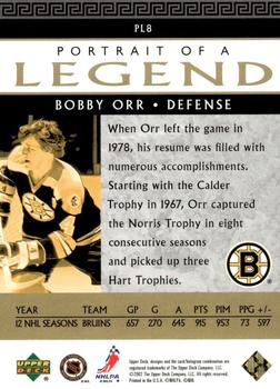 2002-03 Upper Deck Classic Portraits - Portrait of a Legend #PL8 Bobby Orr Back