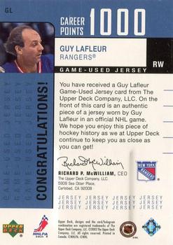 2002-03 Upper Deck Foundations - 1000 Point Club #GL Guy Lafleur Back
