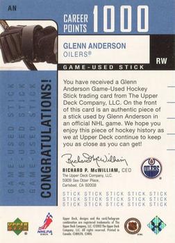 2002-03 Upper Deck Foundations - 1000 Point Club #AN Glenn Anderson Back