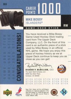 2002-03 Upper Deck Foundations - 1000 Point Club #BO Mike Bossy Back