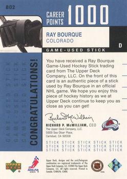 2002-03 Upper Deck Foundations - 1000 Point Club #BO2 Ray Bourque Back