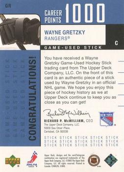 2002-03 Upper Deck Foundations - 1000 Point Club #GR Wayne Gretzky Back