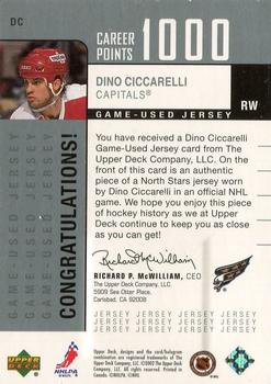 2002-03 Upper Deck Foundations - 1000 Point Club Silver #DC Dino Ciccarelli Back
