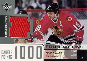 2002-03 Upper Deck Foundations - 1000 Point Club Silver #DE Denis Savard Front