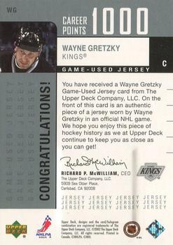 2002-03 Upper Deck Foundations - 1000 Point Club Silver #WG Wayne Gretzky Back