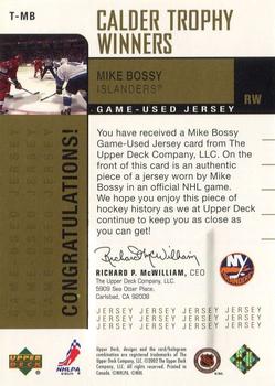 2002-03 Upper Deck Foundations - Calder Winners Gold #T-MB Mike Bossy Back