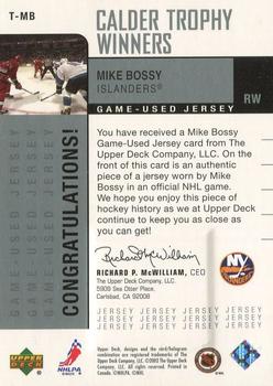 2002-03 Upper Deck Foundations - Calder Winners Silver #T-MB Mike Bossy Back