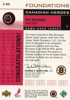 2002-03 Upper Deck Foundations - Canadian Heroes #C-BO Ray Bourque Back