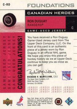 2002-03 Upper Deck Foundations - Canadian Heroes Silver #C-RD Ron Duguay Back