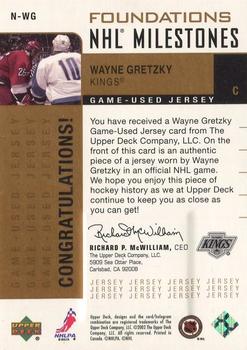 2002-03 Upper Deck Foundations - Milestones #N-WG Wayne Gretzky Back