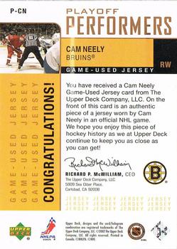 2002-03 Upper Deck Foundations - Playoff Performers #P-CN Cam Neely Back