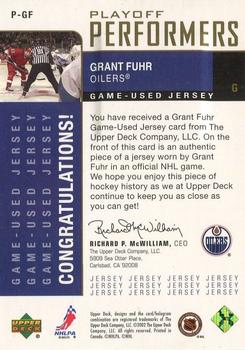 2002-03 Upper Deck Foundations - Playoff Performers Gold #P-GF Grant Fuhr Back