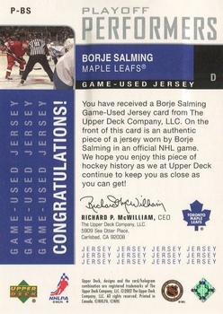 2002-03 Upper Deck Foundations - Playoff Performers Silver #P-BS Borje Salming Back