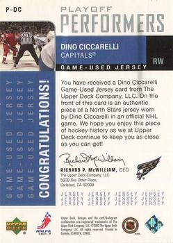 2002-03 Upper Deck Foundations - Playoff Performers Silver #P-DC Dino Ciccarelli Back