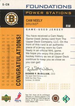 2002-03 Upper Deck Foundations - Power Stations #S-CN Cam Neely Back