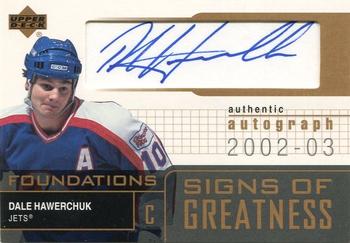 2002-03 Upper Deck Foundations - Signs of Greatness #SG-DH Dale Hawerchuk Front