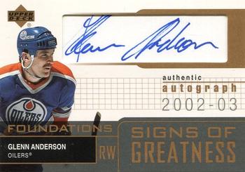 2002-03 Upper Deck Foundations - Signs of Greatness #SG-GA Glenn Anderson Front