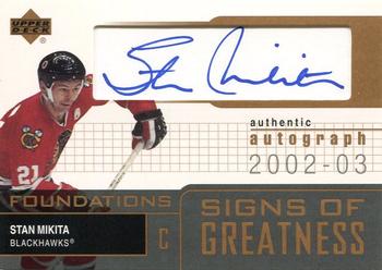 2002-03 Upper Deck Foundations - Signs of Greatness #SG-SM Stan Mikita Front