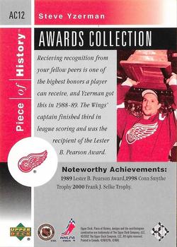 2002-03 Upper Deck Piece of History - Awards Collection #AC12 Steve Yzerman Back