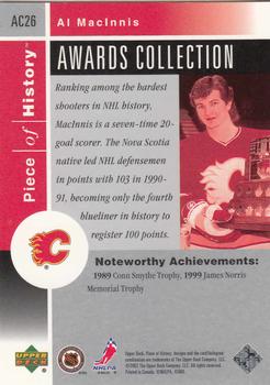 2002-03 Upper Deck Piece of History - Awards Collection #AC26 Al MacInnis Back