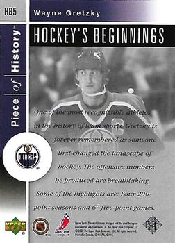 2002-03 Upper Deck Piece of History - Hockey's Beginnings #HB5 Wayne Gretzky Back