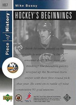2002-03 Upper Deck Piece of History - Hockey's Beginnings #HB7 Mike Bossy Back