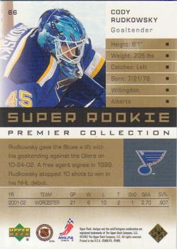 2002-03 Upper Deck Premier Collection - Gold #66 Cody Rudkowsky Back