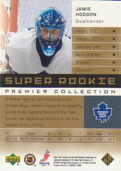 2002-03 Upper Deck Premier Collection - Gold #71 Jamie Hodson Back