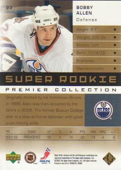 2002-03 Upper Deck Premier Collection - Gold #93 Bobby Allen Back