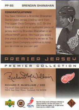 2002-03 Upper Deck Premier Collection - Jerseys Bronze #PP-BS Brendan Shanahan Back