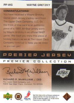 2002-03 Upper Deck Premier Collection - Jerseys Bronze #PP-WG Wayne Gretzky Back