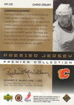 2002-03 Upper Deck Premier Collection - Jerseys Gold #PP-CD Chris Drury Back