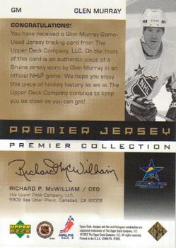 2002-03 Upper Deck Premier Collection - Jerseys Gold #GM Glen Murray Back