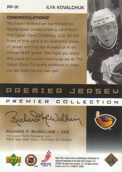 2002-03 Upper Deck Premier Collection - Jerseys Gold #PP-IK Ilya Kovalchuk Back